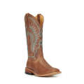 Anderson Bean Women's Macie Bean Pecan Brown Wide Square Toe Cowboy Boots-BROWN | Quick Ship!