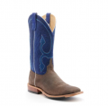 Anderson Bean Men's Natural Boar Tan and Blue Wide Square Toe Cowboy Boot-TAN | Quick Ship!
