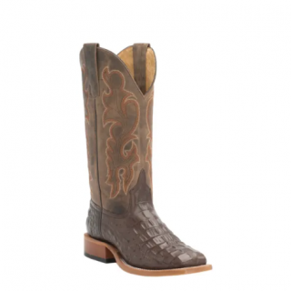 Anderson Bean | Youth Chocolate Croc Print Square Toe Western Boots-CHOCOLATE | Quick Ship!