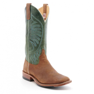 Anderson Bean Men's Havana Boar Rust and Moss Maddog Wide Square Toe Cowboy Boot-BROWN | Quick Ship!