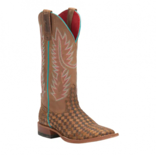 Anderson Bean Women's Macie Bean Toast and Honey Woven Square Toe Cowboy Boots-BROWN | Quick Ship!