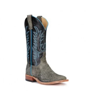 Anderson Bean Men's Flint Marsh Black and White Wide Square Toe Western Boots-CHARCOA | Quick Ship!
