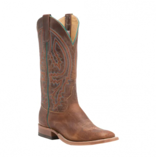 Anderson Bean Men's Tobacco Yeti and Brass Explosion Square Toe Cowboy Boots-BROWN | Quick Ship!