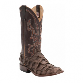 Anderson Bean Men's Distressed Brown Big Bass and Chocolate Wide Square Toe Cowboy Boot-BROWN | Quick Ship!