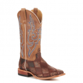 Anderson Bean Men's Horse Power Brown Patchwork and Tan Wide Square Toe Cowboy Boots-BROWN | Quick Ship!