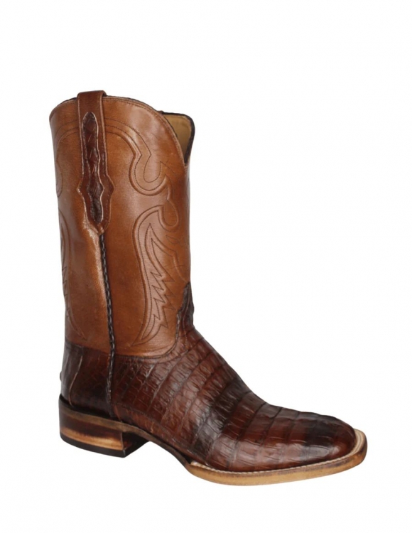 Quick Ship Black Jack Men's Brown Brushoff Caiman Tail Boots - Brown