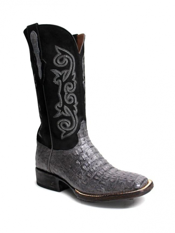 Quick Ship Black Jack Men's Caiman Smoke Grey Hornback Boots - Grey