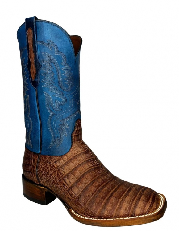 Quick Ship Black Jack Men's Barnwood Caiman Crocodile Belly - Brown