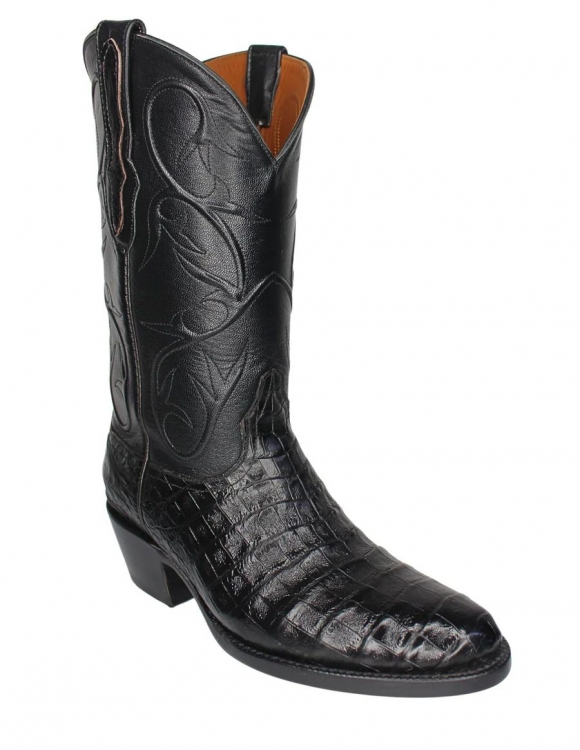 Quick Ship Black Jack Men's Black Caiman Belly Boots - Black