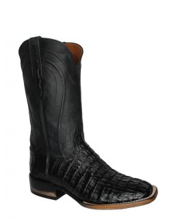 Quick Ship Black Jack Men's Black Caiman Tail Boots - Black