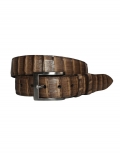 Quick Ship Black Jack Men's 1.5 Inch Tiger Eye Caiman Belly Belt - Brown/Tan