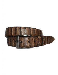 Quick Ship Black Jack Men's 1.5 Inch Tiger Eye Caiman Belly Belt - Brown/Tan