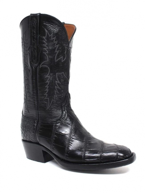 Quick Ship Black Jack Men's Black Alligator Belly Boots - Black