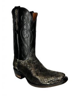 Quick Ship Black Jack Men's Black Stained Natural Western Rattlesnake Boots - Black