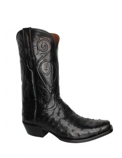 Quick Ship Black Jack Men's Full Quill Ostrich Boots - Black