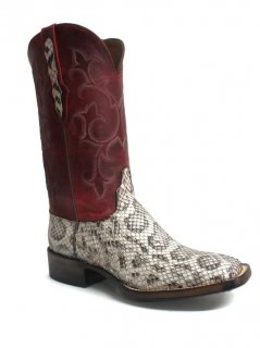 Quick Ship Black Jack Men's El Jefe Natural Anaconda Boots - Red