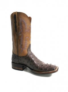 Quick Ship Black Jack Men's San Angelo Ostrich Boots - Brown