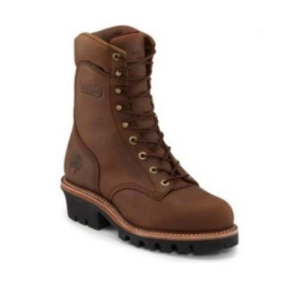 CHIPPEWA TAN WATERPROOF LOGGER WORK BOOTS - STEEL TOE-TAN