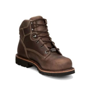 CHIPPEWA BOLVILLE FOSSIL WORK BOOTS - COMPOSITE TOE-BROWN