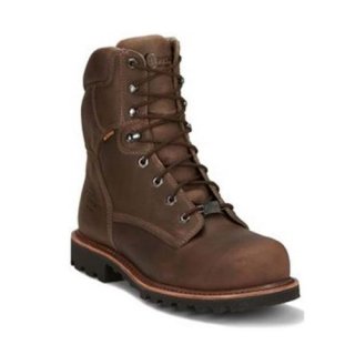 CHIPPEWA BOLVILLE FOSSIL WATERPROOF WORK BOOTS - NANO COMPOSITE TOE-BROWN