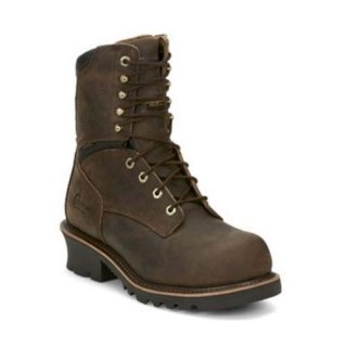 CHIPPEWA SADOR LOGGER WATERPROOF WORK BOOTS - COMPOSITE TOE-DISTRESSED BROWN