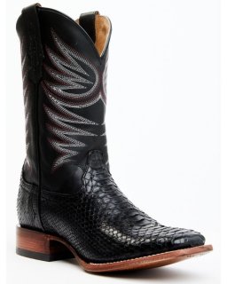 New Arrivals Cody James Men's Matte Python Exotic Western Boots - Broad Square Toe | Black