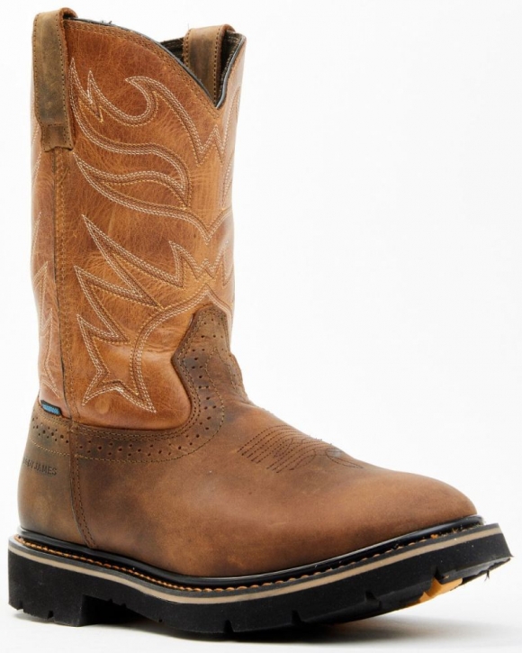 New Arrivals Cody James Men's Mustang Pull-On Waterproof Work Boots - Soft Toe | Tan