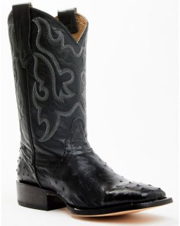 New Arrivals Cody James Men's Exotic Full Quill Ostrich Western Boots - Broad Square Toe | Black