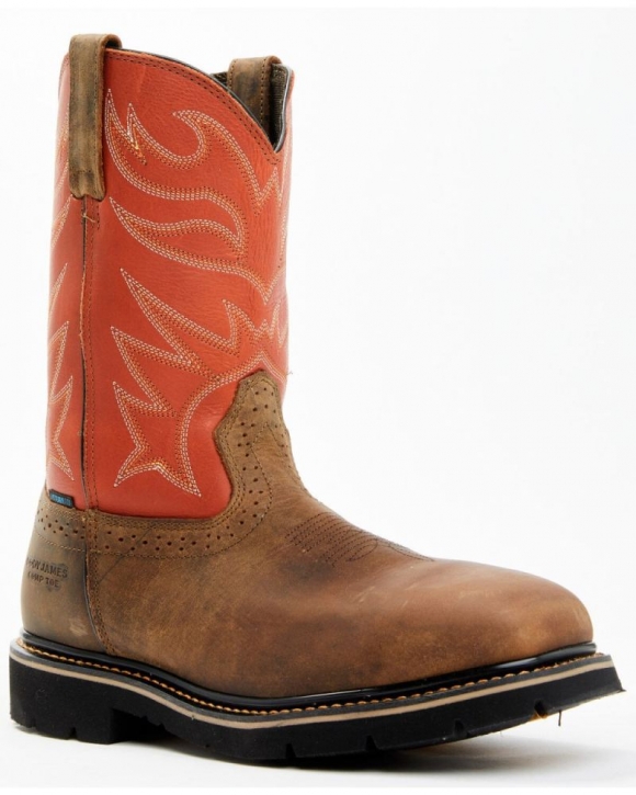 New Arrivals Cody James Men's Mustang Pull-On Waterproof Work Boots - Composite Toe | Orange
