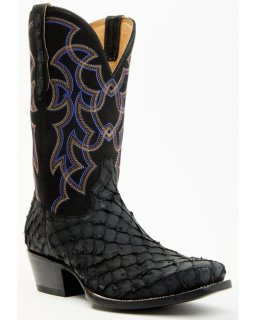 New Arrivals Cody James Men's Exotic Pirarucu Western Boots - Square Toe | Black