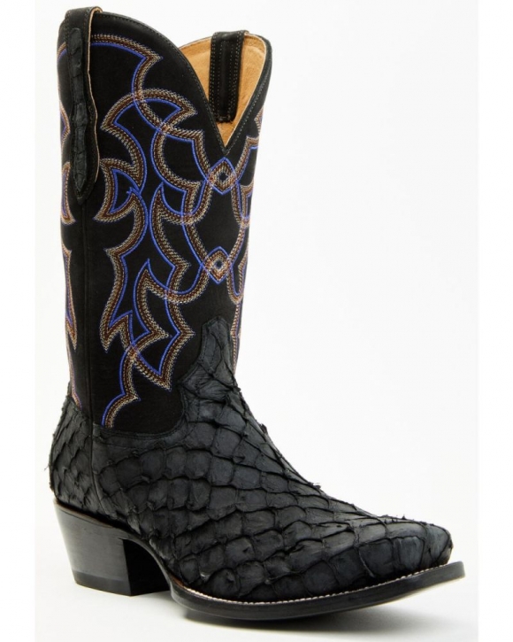 New Arrivals Cody James Men's Exotic Pirarucu Western Boots - Square Toe | Black