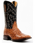 New Arrivals Cody James Men's Full Quill Cognac Ostrich Exotic Western Boots - Broad Square Toe | Black