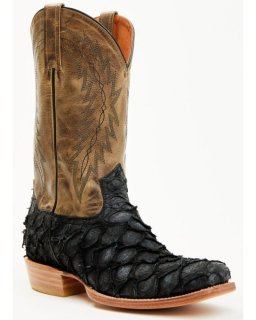 New Arrivals Cody James Men's Vaqueras Exotic Pirarucu Western Boots - Square Toe | Black