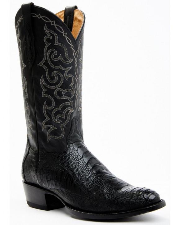 New Arrivals Cody James Men's Exotic Ostrich Leg Western Boots - Round Toe | Black