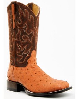 New Arrivals Cody James Men's Exotic Full Quill Ostrich Western Boots - Broad Square Toe | Tan