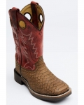 New Arrivals Cody James Boys' Reptile Print Western Boots - Broad Square Toe | Red/brown