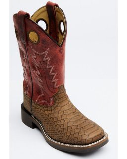 New Arrivals Cody James Boys' Reptile Print Western Boots - Broad Square Toe | Red/brown