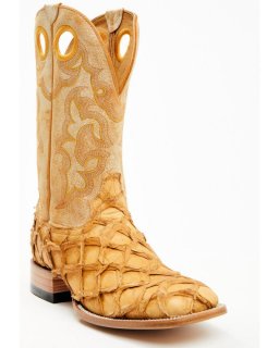 New Arrivals Cody James Men's Exotic Pirarucu Western Boots - Broad Square Toe | Yellow