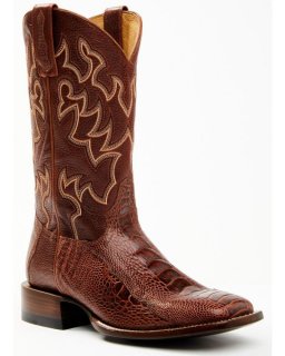 New Arrivals Cody James Men's Brandy Ostrich Leg Exotic Western Boots - Broad Square Toe | Red