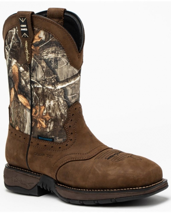 New Arrivals Cody James Men's Xero Gravity Lite Camo Western Work Boots - Composite Toe | Brown