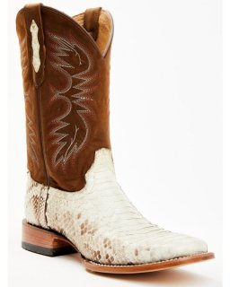 New Arrivals Cody James Men's Bone Python Exotic Western Boot - Broad Square Toe | Brown