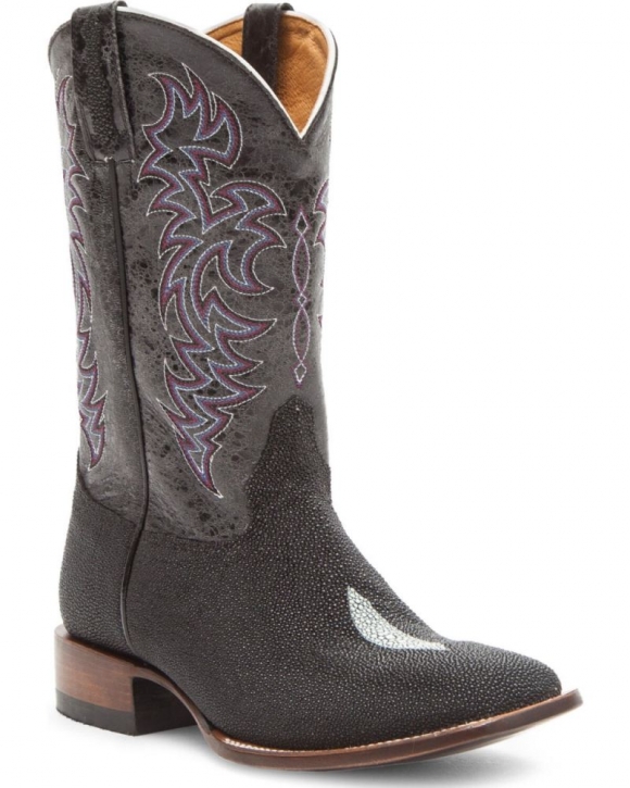 New Arrivals Cody James Men's Exotic Stingray Western Boots - Broad Square Toe | Black