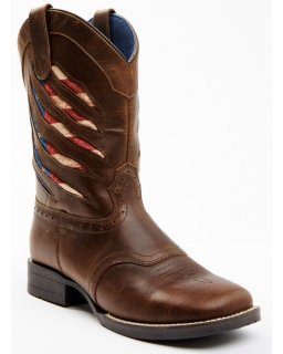 New Arrivals Cody James Boys' Ripped Flag Western Boots - Broad Square Toe | Multi