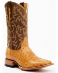 New Arrivals Cody James Men's Full-Quill Ostrich Exotic Western Boots - Broad Square Toe | Brown