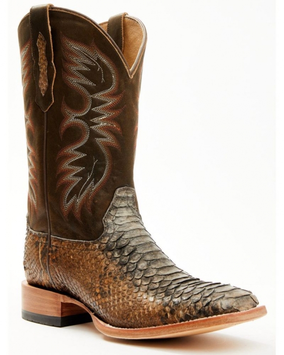 New Arrivals Cody James Men's Python Exotic Western Boots - Broad Square Toe | Brown
