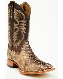 New Arrivals Cody James Men's Exotic Python Western Boots - Broad Square Toe | Dark Brown