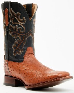 New Arrivals Cody James Men's Exotic Ostrich Western Boots - Broad Square Toe | Cognac