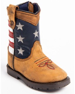 New Arrivals Cody James Toddler Boys' USA Flag Western Boots - Broad Square Toe | Brown