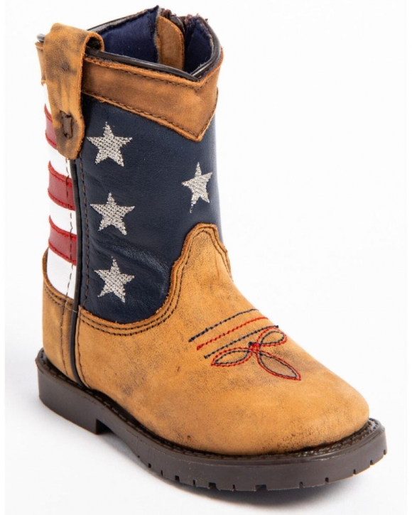 New Arrivals Cody James Toddler Boys' USA Flag Western Boots - Broad Square Toe | Brown