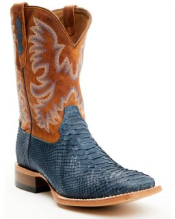 New Arrivals Cody James Men's Exotic Python Vulturno Western Boots - Broad Square Toe | Blue